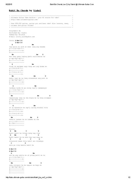 BAKIT BA CHORDS (ver 2) by Siakol @ Ultimate.